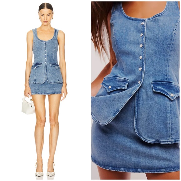 Amanda Uprichard Pants - NWT Amanda Uprichard Kya Romper in Denim Classic Wash Blue Size XS
